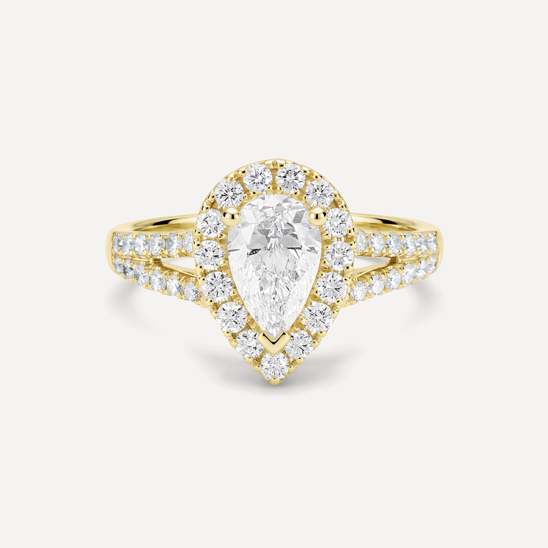Serenity diamantring i 14 karat guld, set forfra