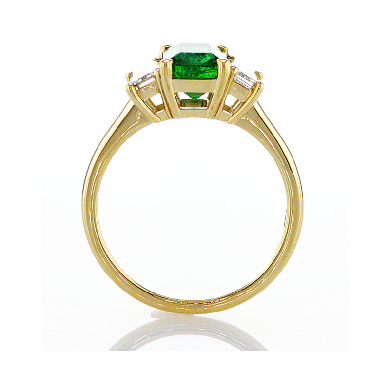 Allure tre-stens ring med smaragd og hvide diamanter