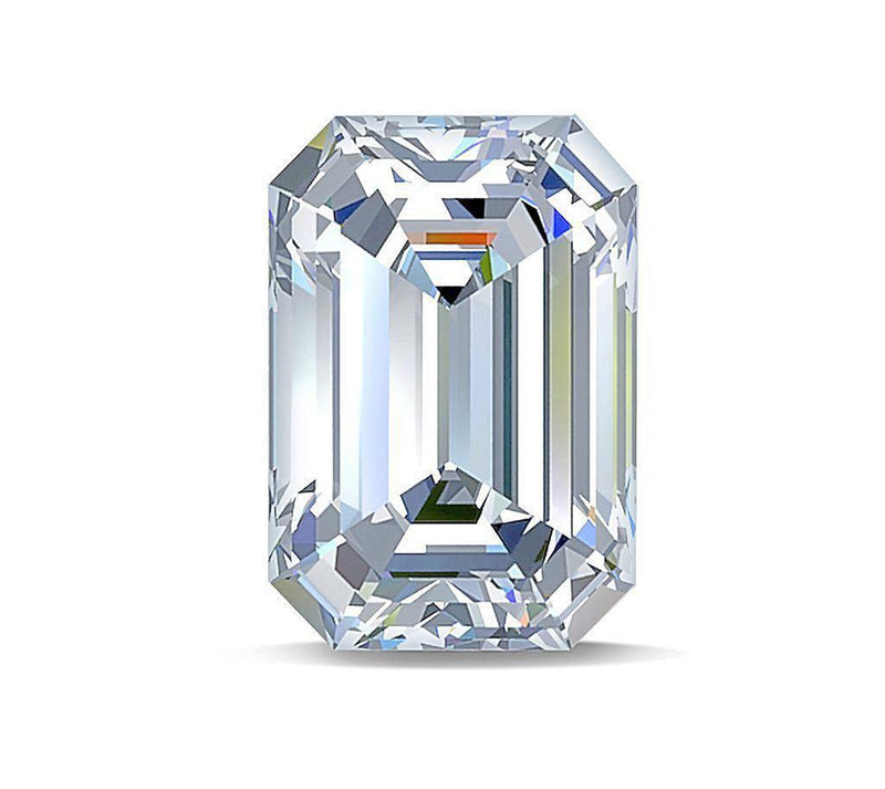 Hvid, Emerald cut diamant  - vælg kvalitet og størrelse