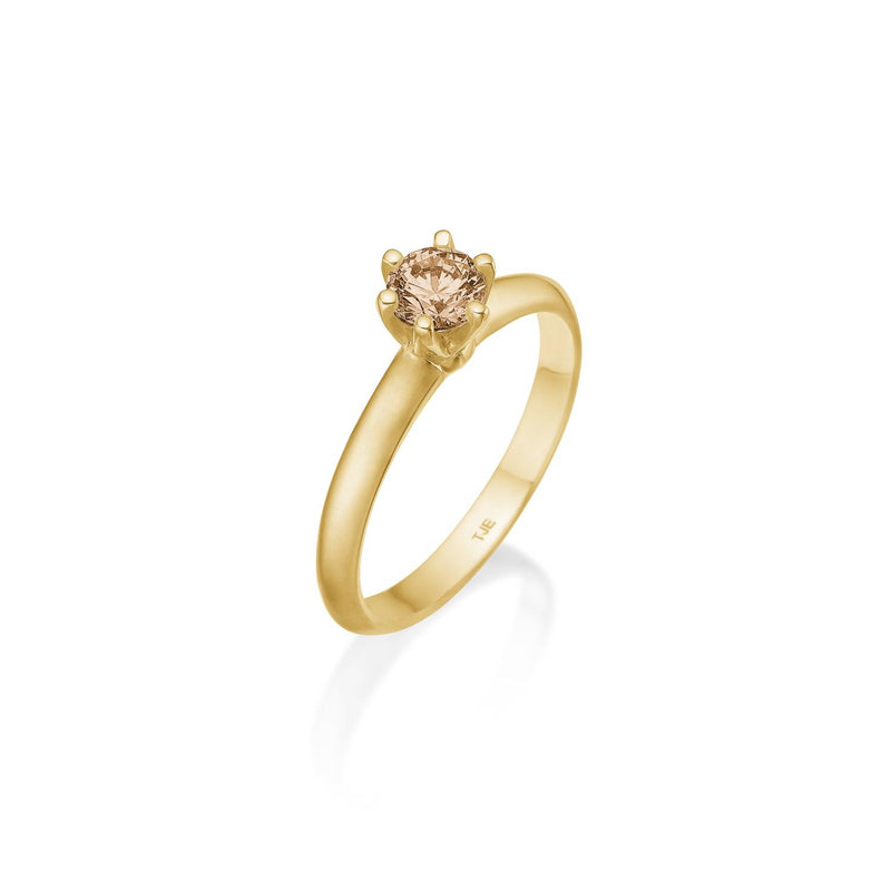 Grace solitairering m. champagnefarvet diamant