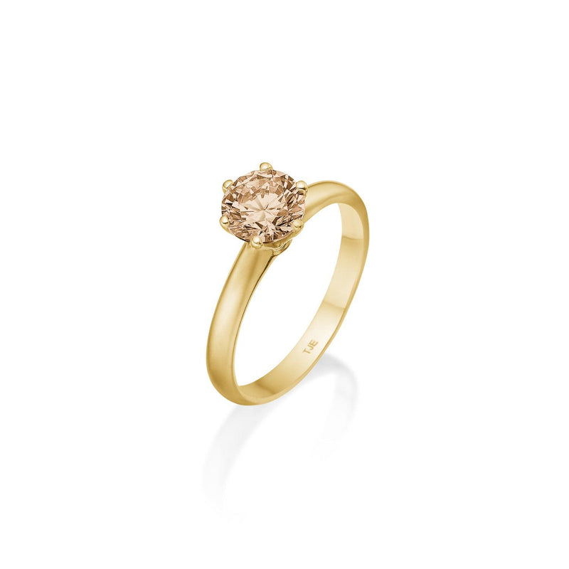 Grace solitairering m. champagnefarvet diamant