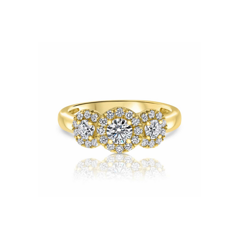 Elegant tre-stens ring