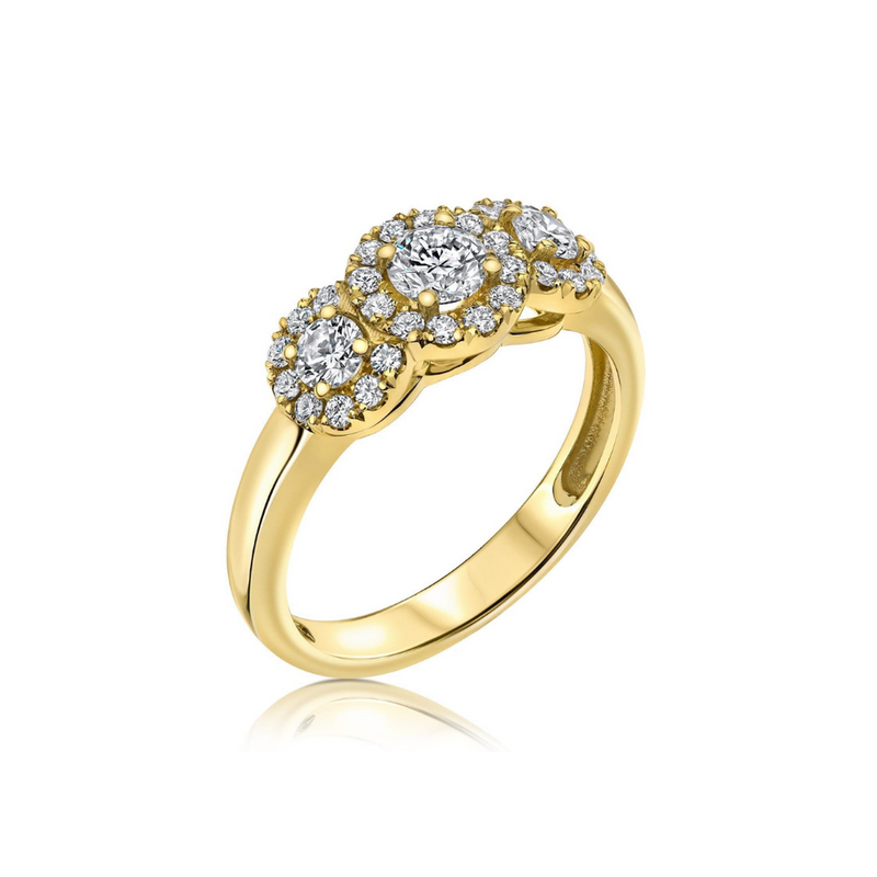 Elegant tre-stens ring