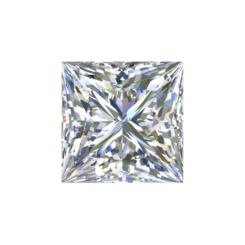 Hvid, Princess cut diamant  - vælg kvalitet og størrelse