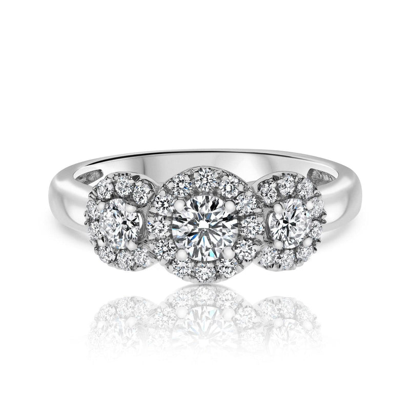 Elegant tre-stens ring